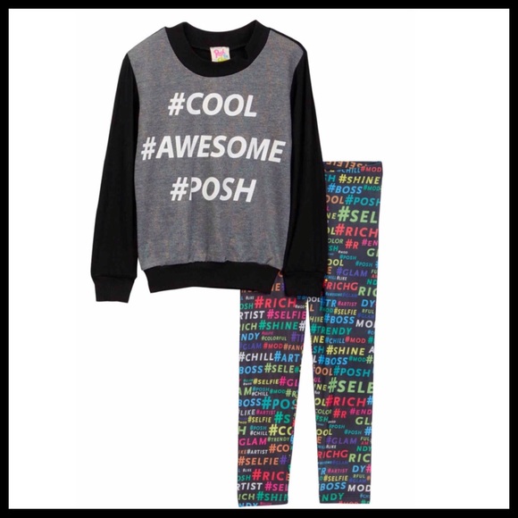 POSH GRAPHIC PRINT SWEATSHIRT TOP & LEGGINGS SET - Picture 7 of 7
